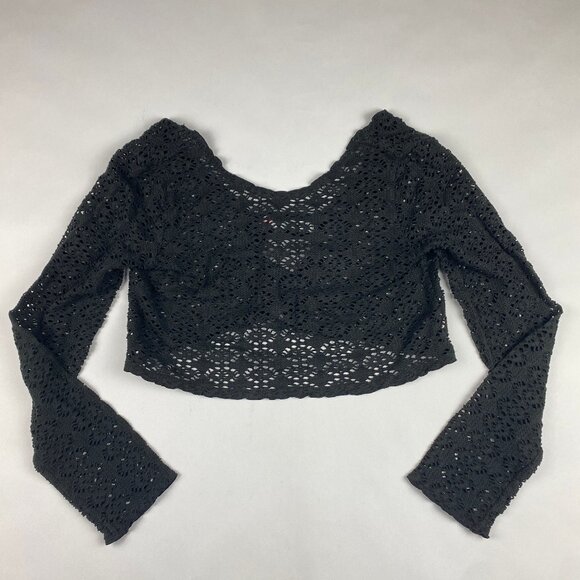 Free People Tops - FP Beach Crochet Long Sleeve Crop Top Women's Size Small